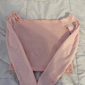 Hollister Off The Shoulder Crop Top | Light Pink | Size L